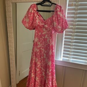 English Factory Floral Print Pink Maxi Dress Small